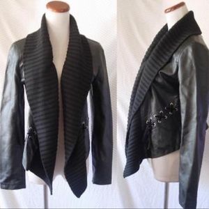 Sexy black faux leather motto jacket